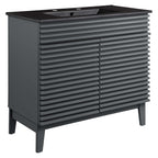 Rendu meuble-lavabo avec vasque noire incluse