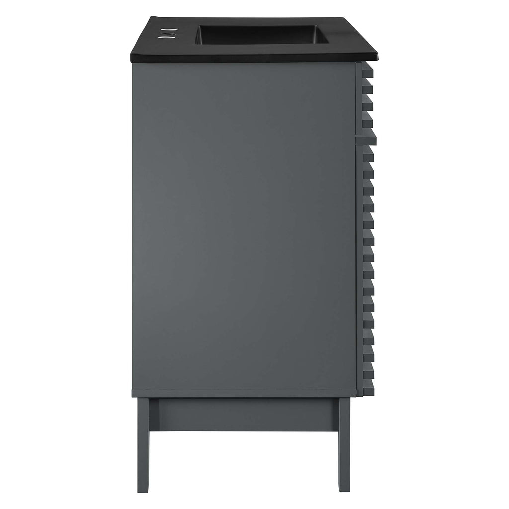 Rendu meuble-lavabo avec vasque noire incluse