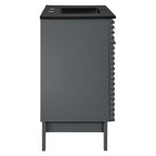 Rendu meuble-lavabo avec vasque noire incluse