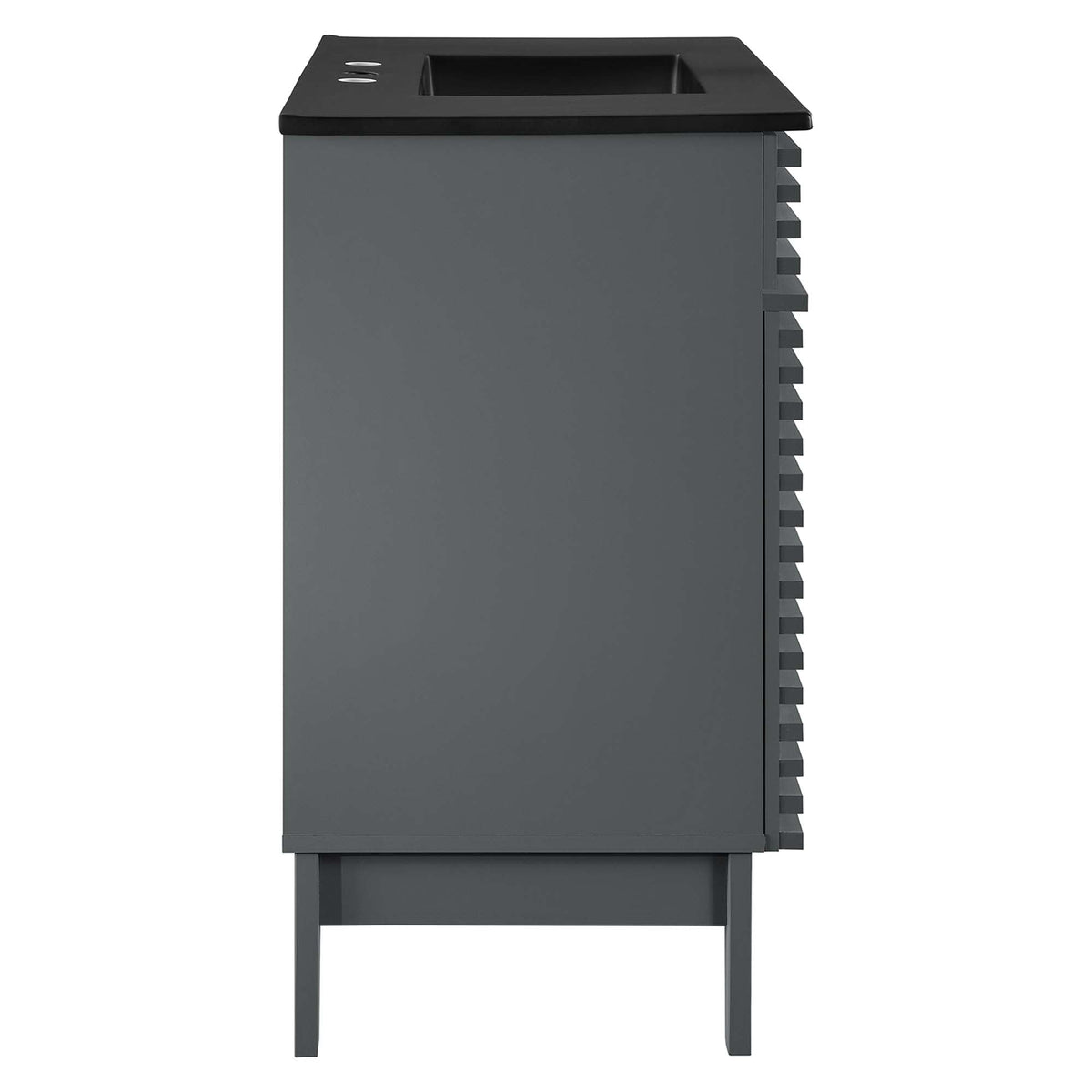 Rendu meuble-lavabo avec vasque noire incluse