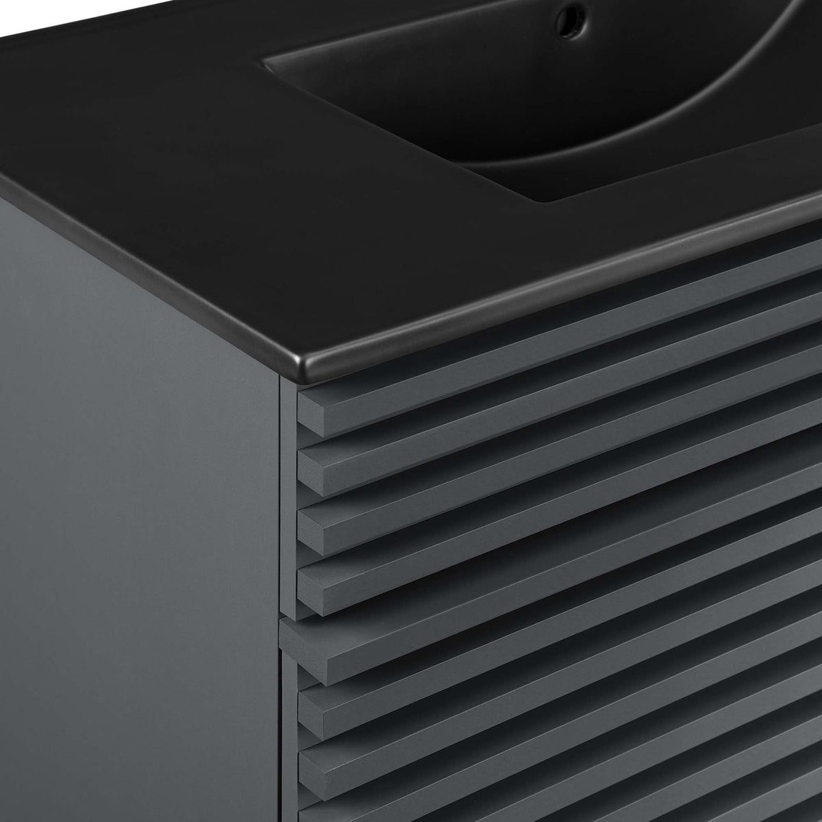 Rendu meuble-lavabo avec vasque noire incluse