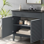 Rendu meuble-lavabo avec vasque noire incluse