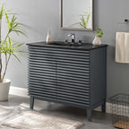 Rendu meuble-lavabo avec vasque noire incluse