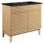 Rendu meuble-lavabo avec vasque noire incluse
