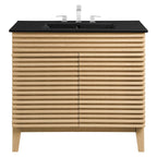 Rendu meuble-lavabo avec vasque noire incluse