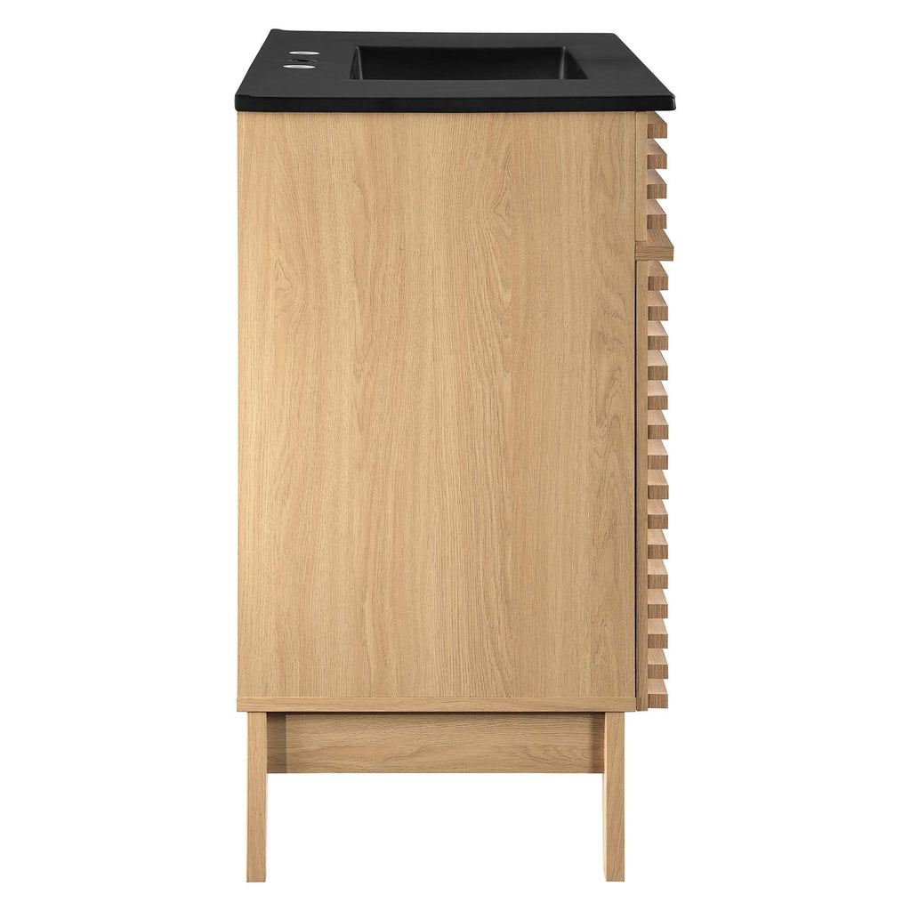 Rendu meuble-lavabo avec vasque noire incluse