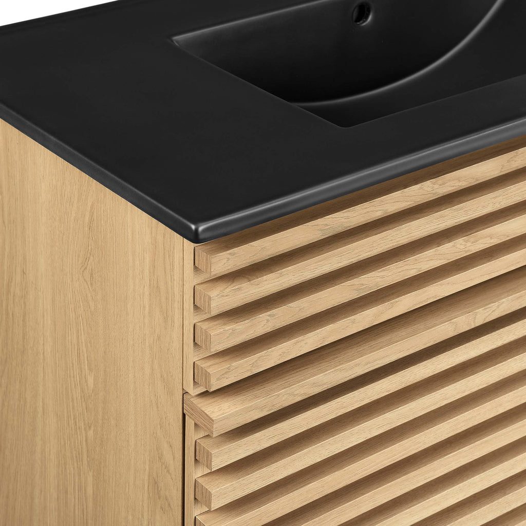 Rendu meuble-lavabo avec vasque noire incluse