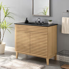 Rendu meuble-lavabo avec vasque noire incluse