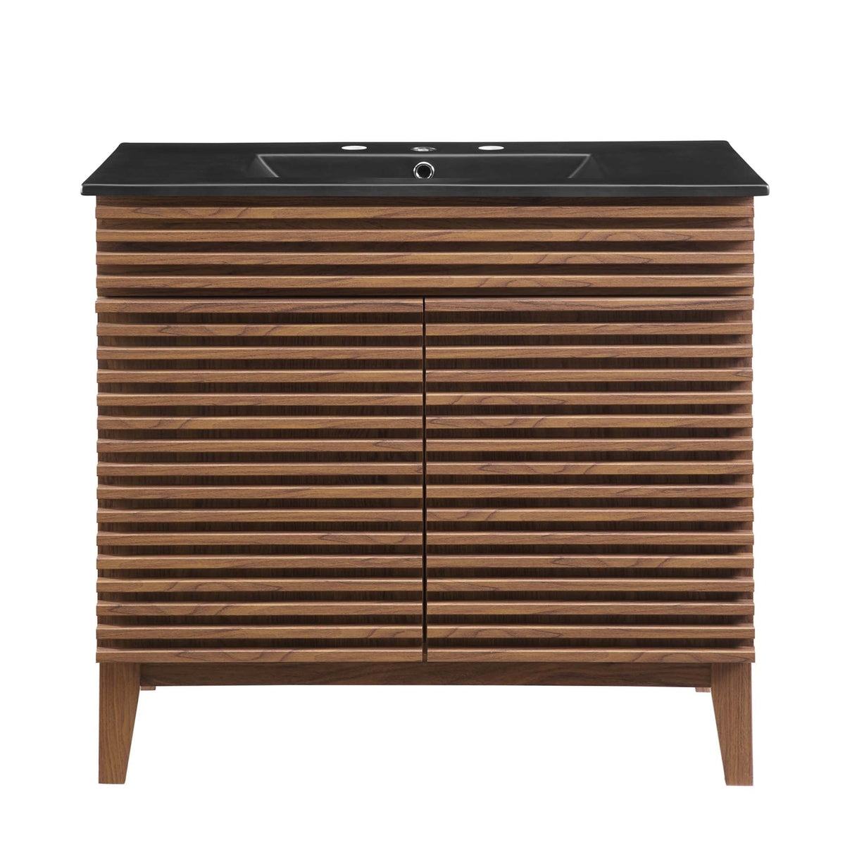Rendu meuble-lavabo avec vasque noire incluse
