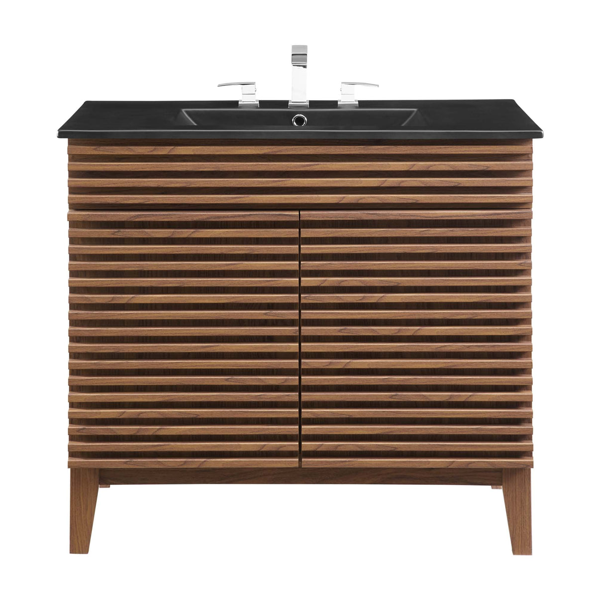 Rendu meuble-lavabo avec vasque noire incluse