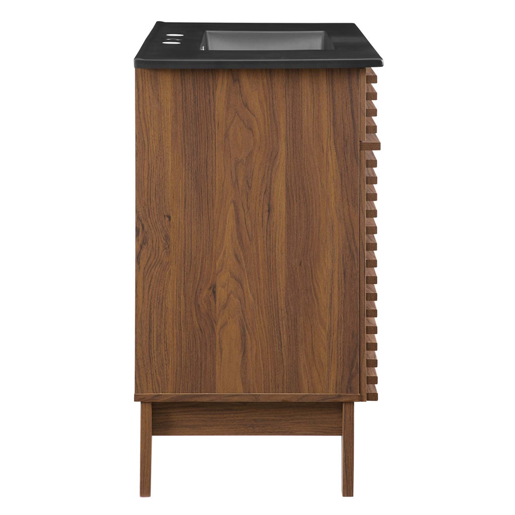 Rendu meuble-lavabo avec vasque noire incluse