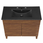 Rendu meuble-lavabo avec vasque noire incluse