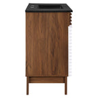 Rendu meuble-lavabo avec vasque noire incluse