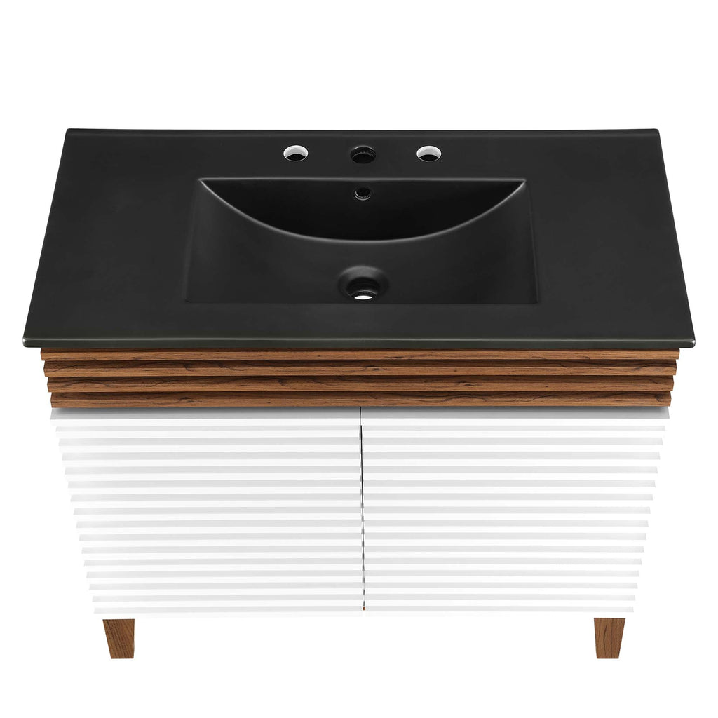 Rendu meuble-lavabo avec vasque noire incluse