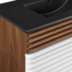 Rendu meuble-lavabo avec vasque noire incluse