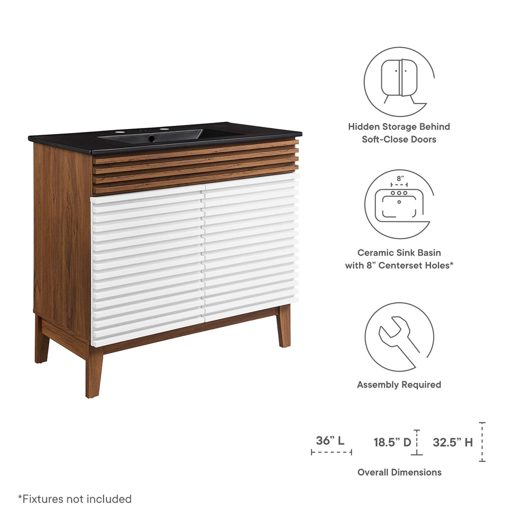 Rendu meuble-lavabo avec vasque noire incluse