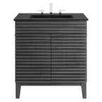 Rendu meuble-lavabo avec vasque noire incluse