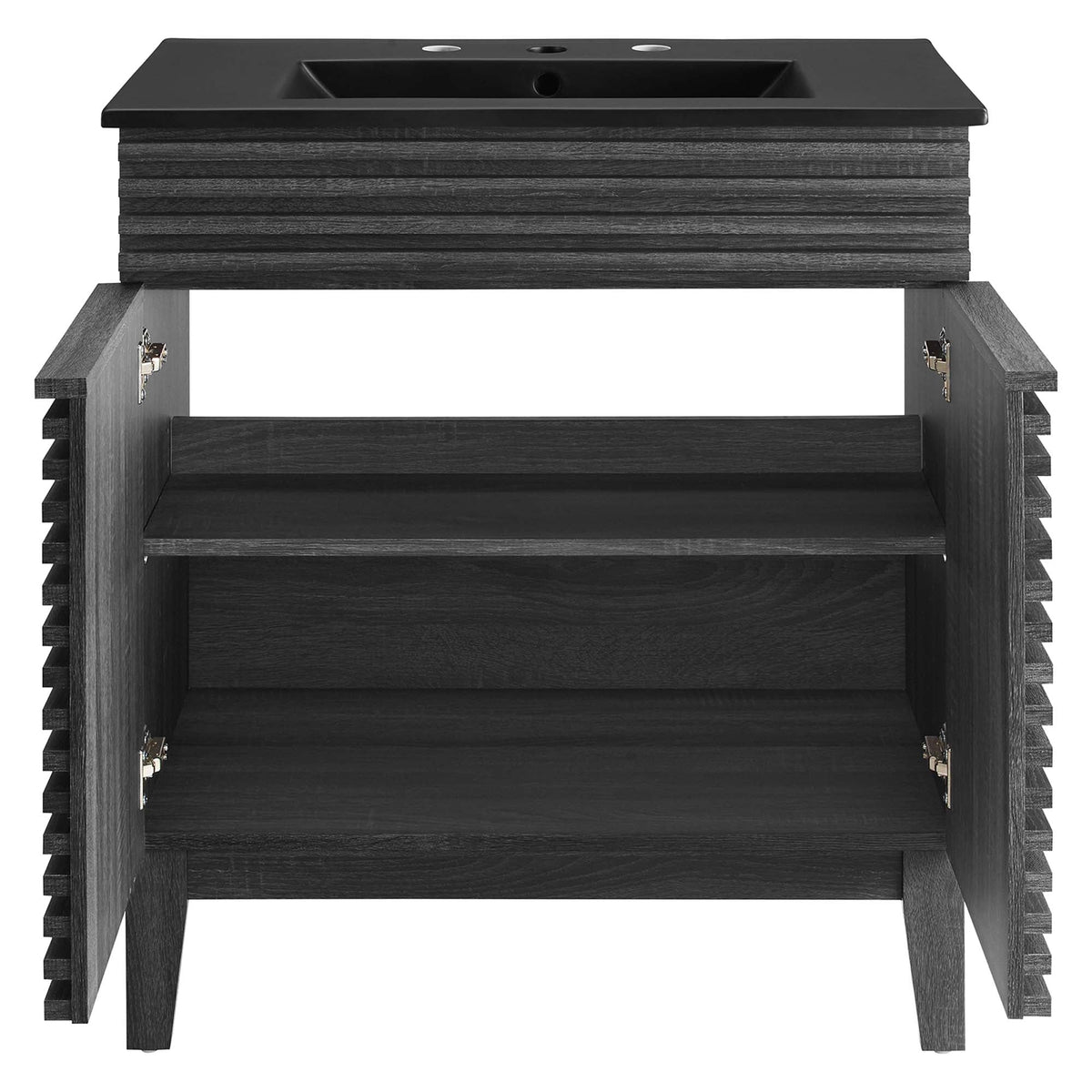 Rendu meuble-lavabo avec vasque noire incluse
