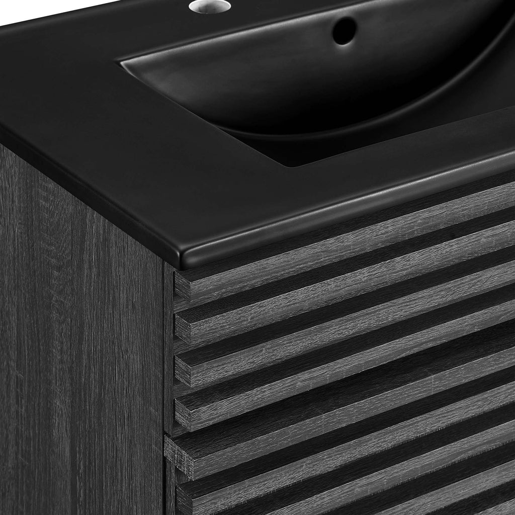 Rendu meuble-lavabo avec vasque noire incluse