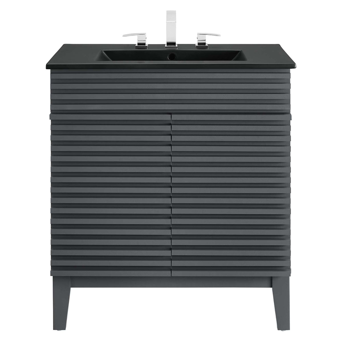 Rendu meuble-lavabo avec vasque noire incluse