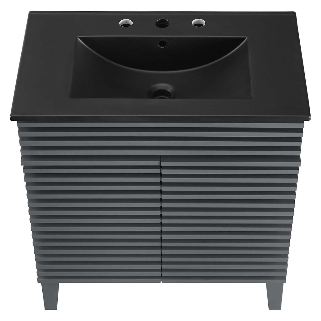 Rendu meuble-lavabo avec vasque noire incluse