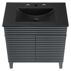 Rendu meuble-lavabo avec vasque noire incluse