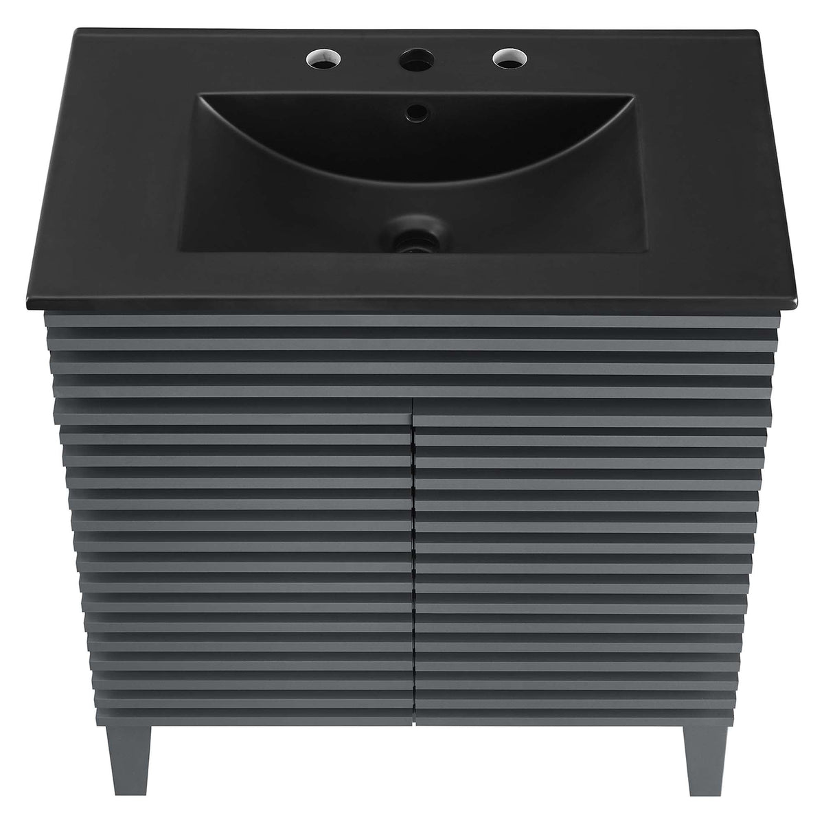 Rendu meuble-lavabo avec vasque noire incluse