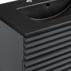 Rendu meuble-lavabo avec vasque noire incluse