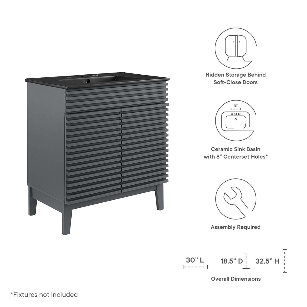 Rendu meuble-lavabo avec vasque noire incluse