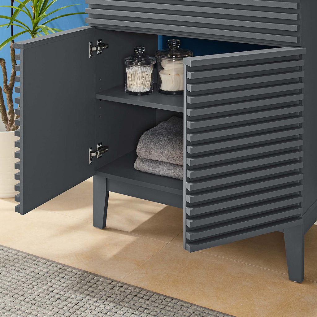 Rendu meuble-lavabo avec vasque noire incluse