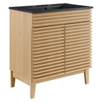 Rendu meuble-lavabo avec vasque noire incluse