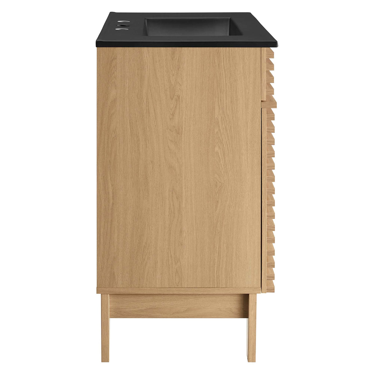 Rendu meuble-lavabo avec vasque noire incluse