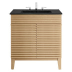 Rendu meuble-lavabo avec vasque noire incluse