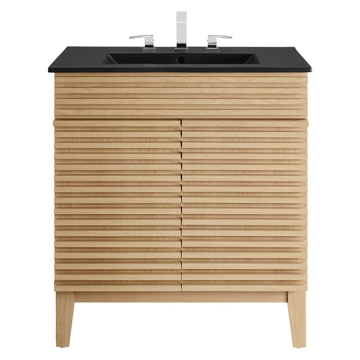 Rendu meuble-lavabo avec vasque noire incluse