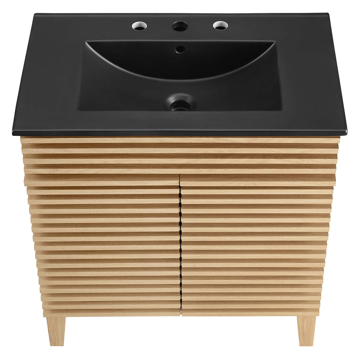 Rendu meuble-lavabo avec vasque noire incluse
