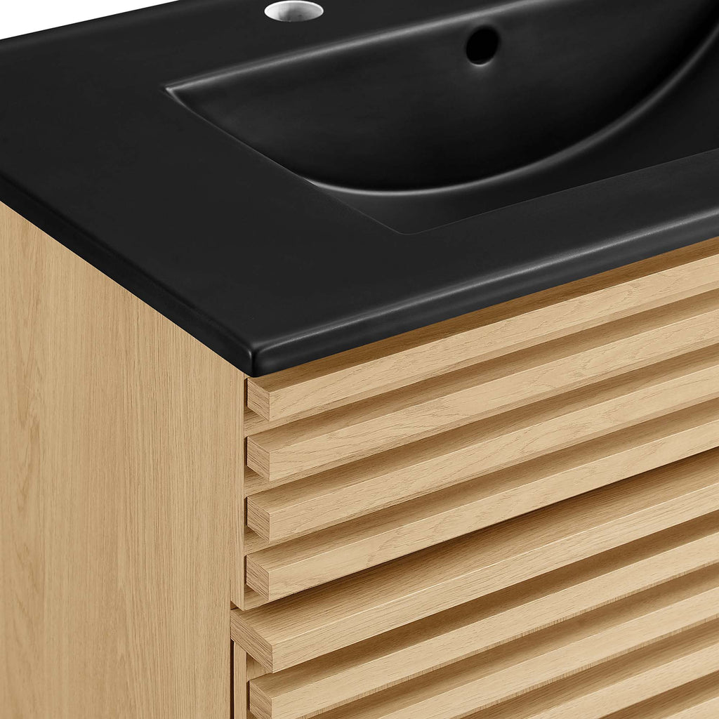 Rendu meuble-lavabo avec vasque noire incluse