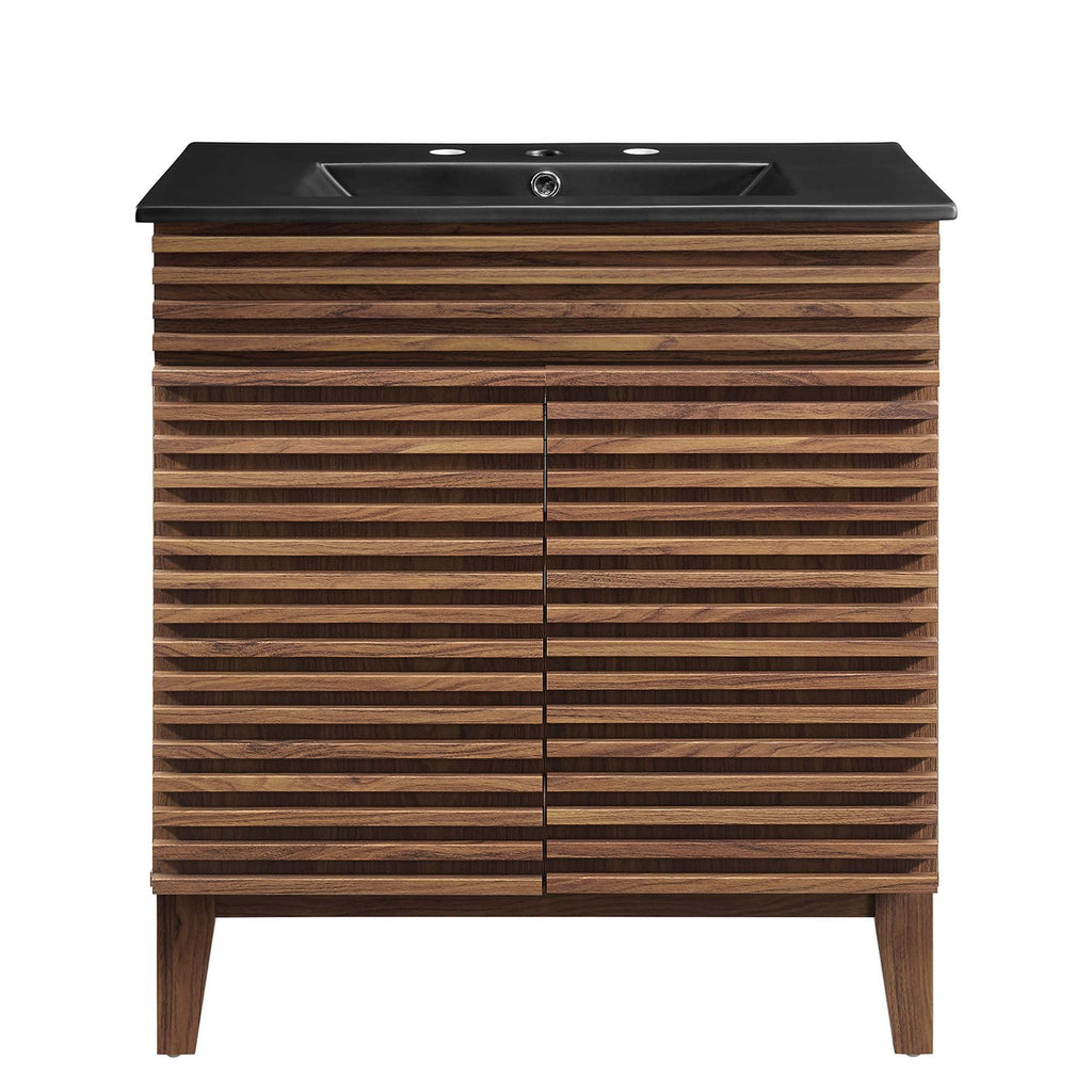 Rendu meuble-lavabo avec vasque noire incluse