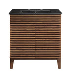 Rendu meuble-lavabo avec vasque noire incluse