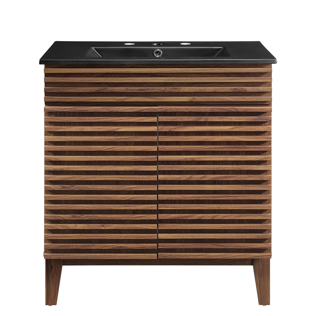 Rendu meuble-lavabo avec vasque noire incluse