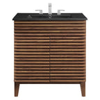 Rendu meuble-lavabo avec vasque noire incluse