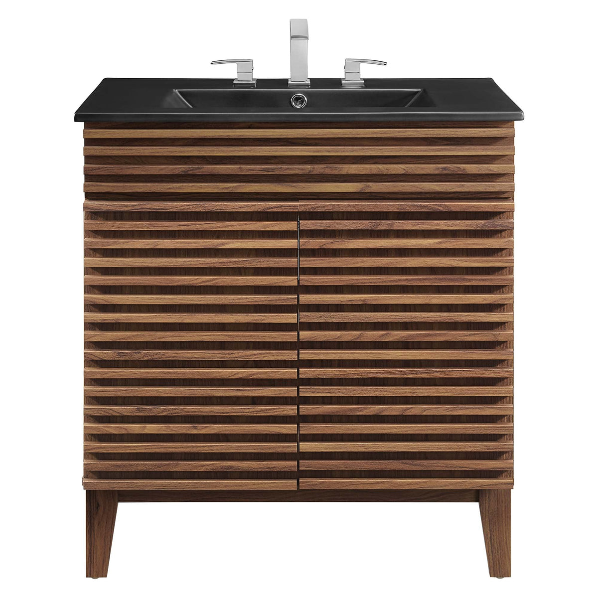 Rendu meuble-lavabo avec vasque noire incluse