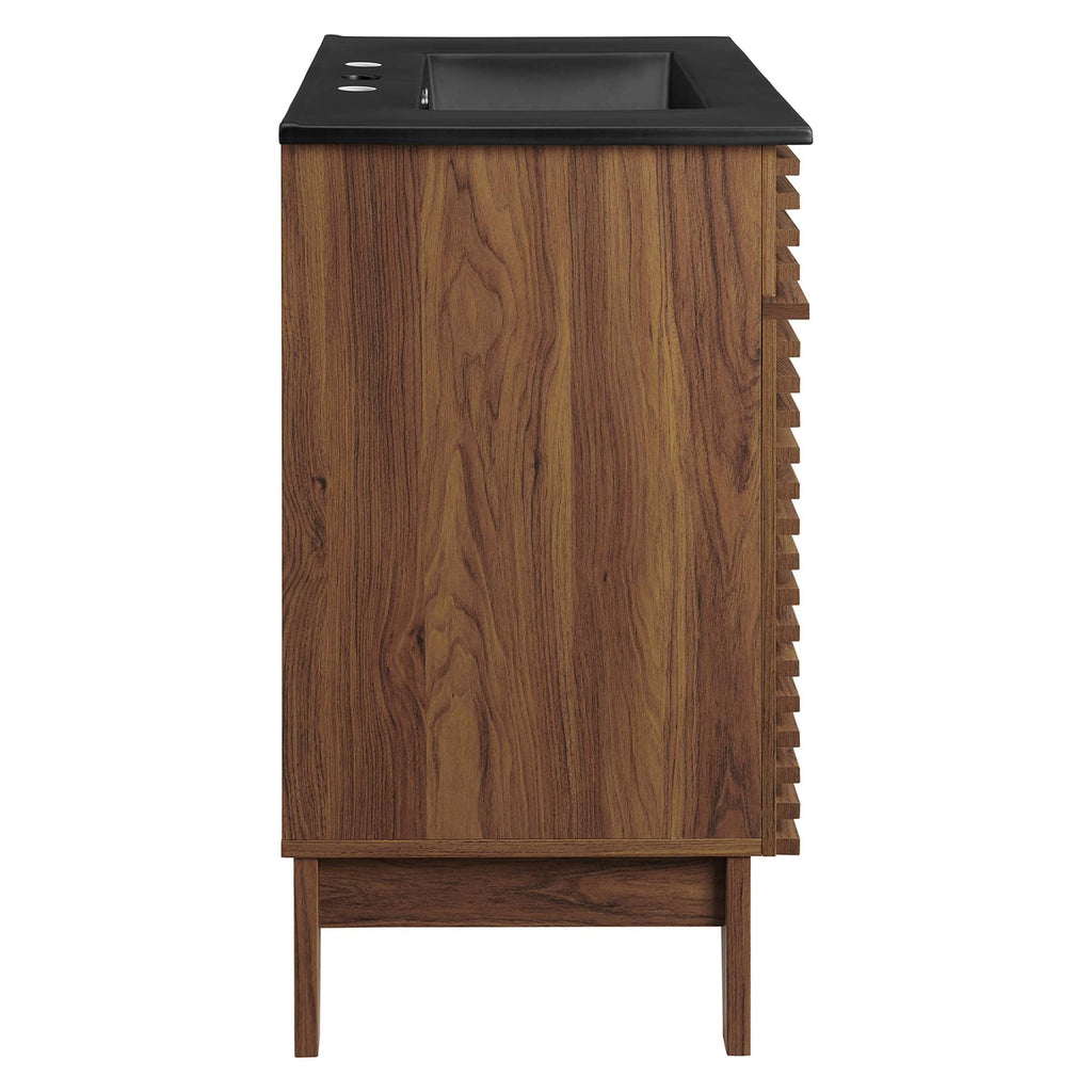 Rendu meuble-lavabo avec vasque noire incluse