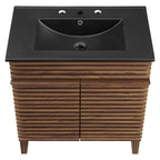 Rendu meuble-lavabo avec vasque noire incluse