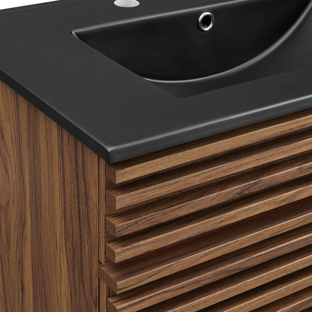 Rendu meuble-lavabo avec vasque noire incluse