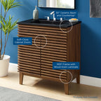 Rendu meuble-lavabo avec vasque noire incluse