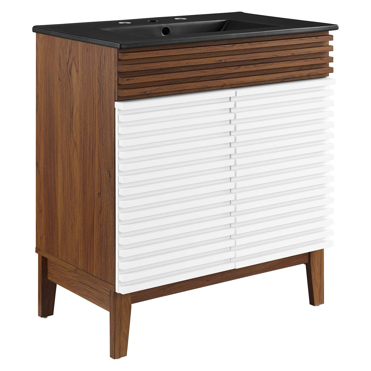 Rendu meuble-lavabo avec vasque noire incluse