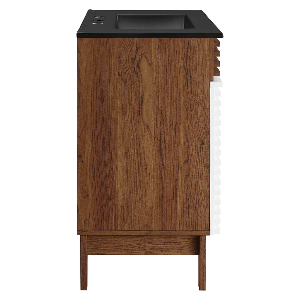 Rendu meuble-lavabo avec vasque noire incluse