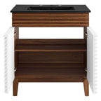 Rendu meuble-lavabo avec vasque noire incluse