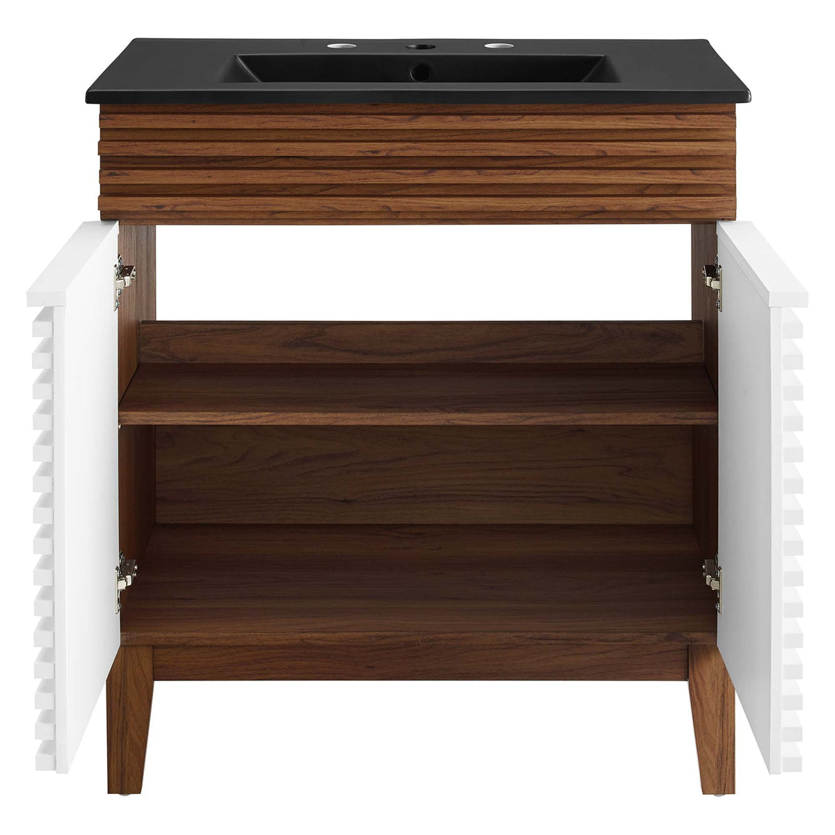 Rendu meuble-lavabo avec vasque noire incluse