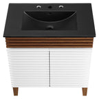 Rendu meuble-lavabo avec vasque noire incluse